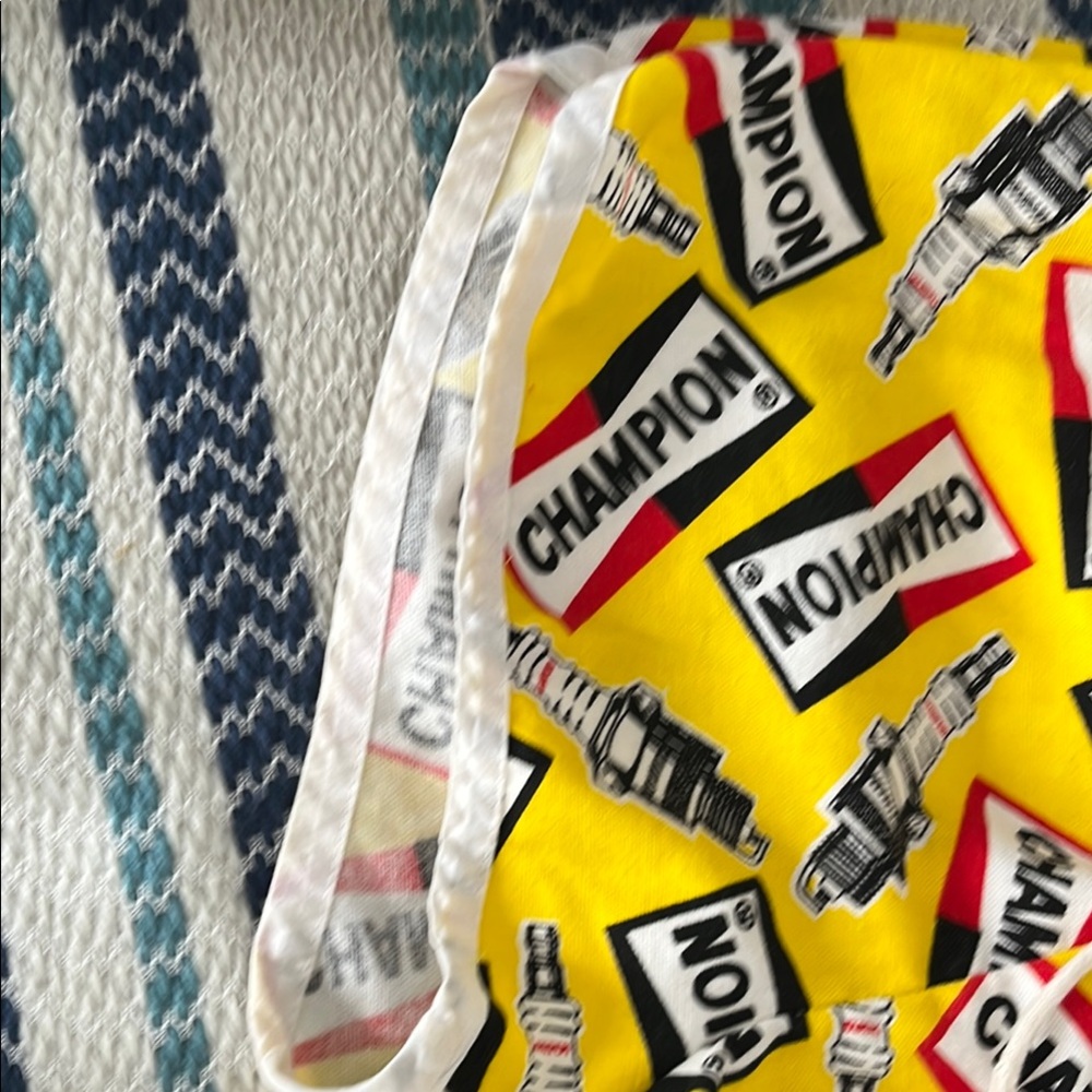 Vintage Champion L spark plug Yellow and Red swim trunks rare Novelty - Picture 4 of 12